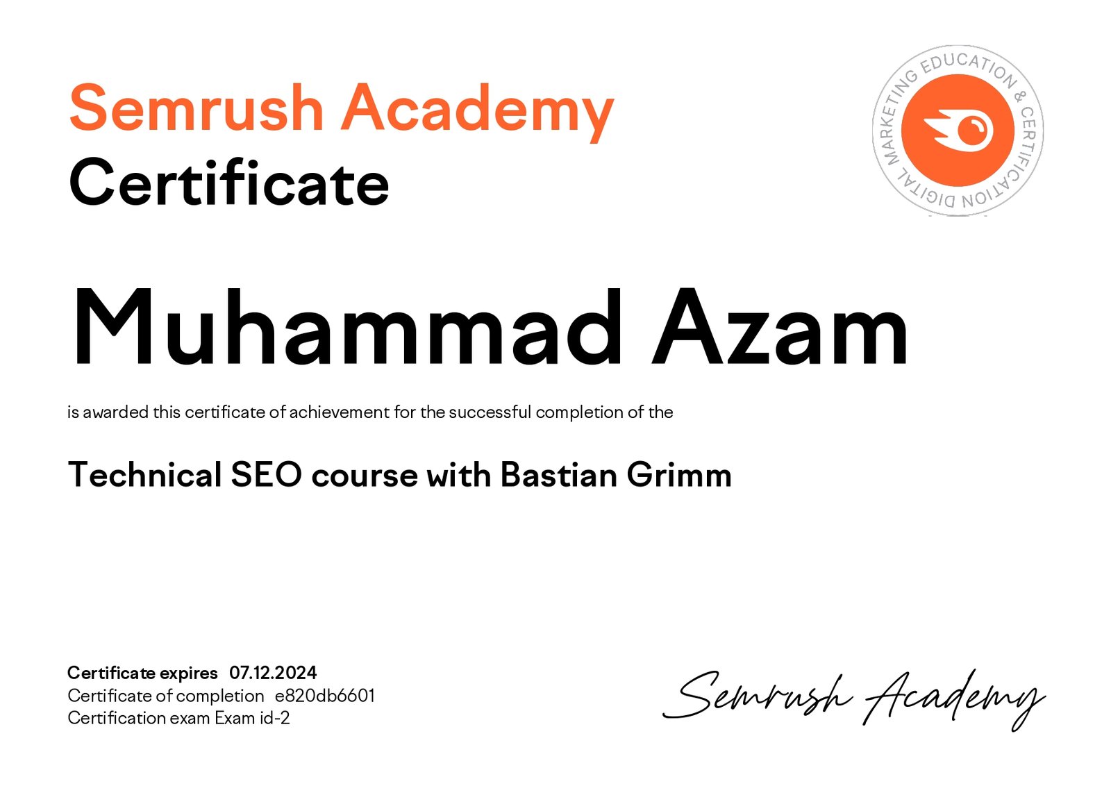 Tech SEO SEMRush