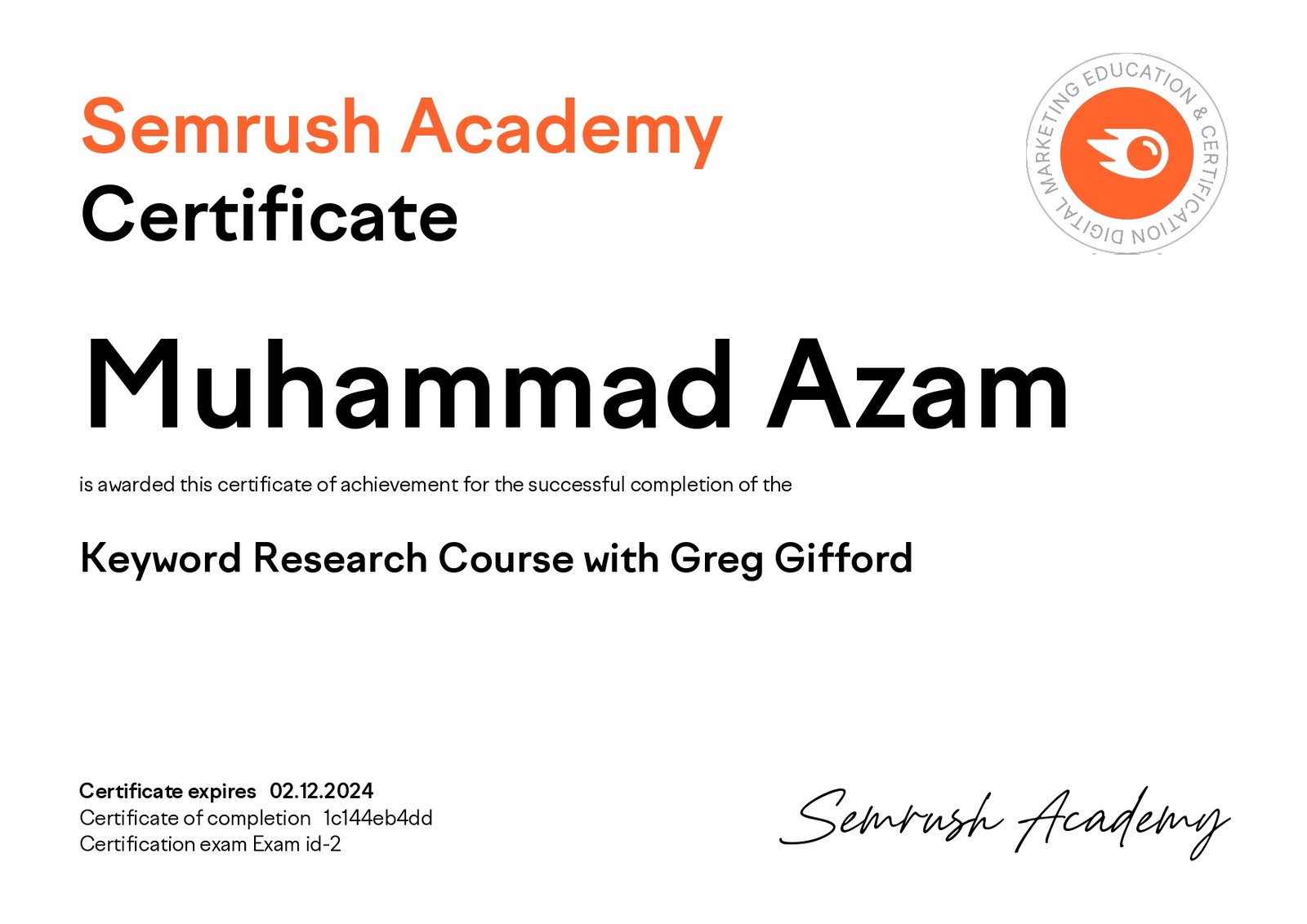 KW Research SEMRush